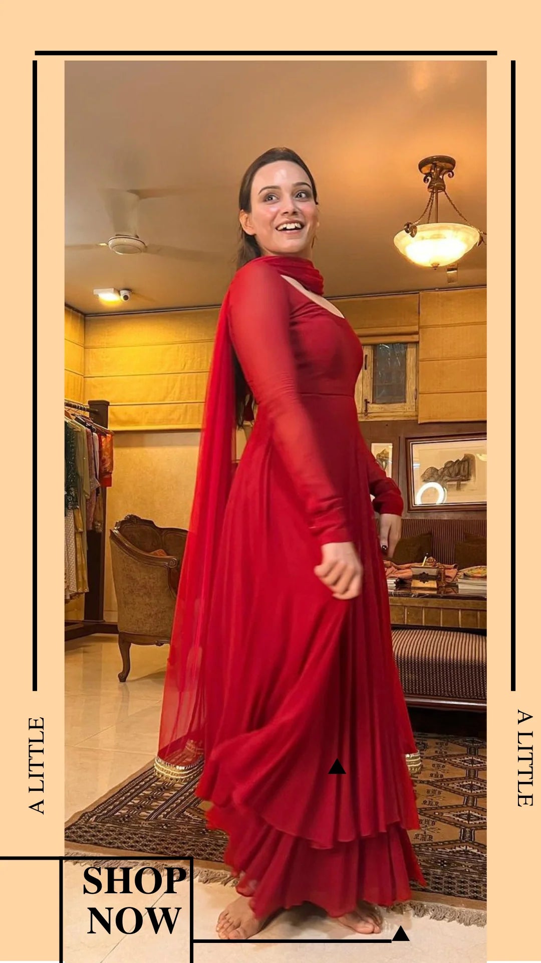 Ruhani Red Anarkali Suit Set