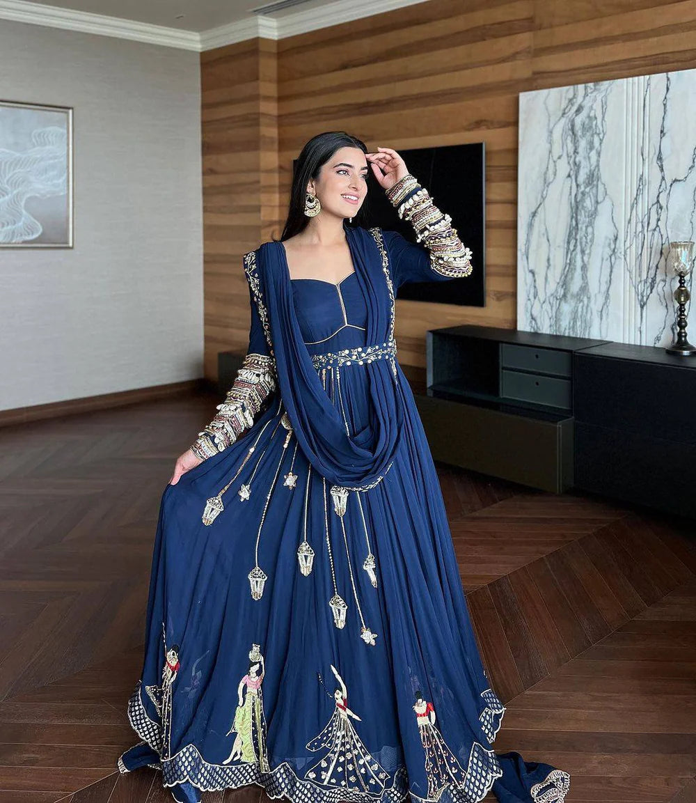 Royal Blue Kodi Work Sweetheart Neck Gown