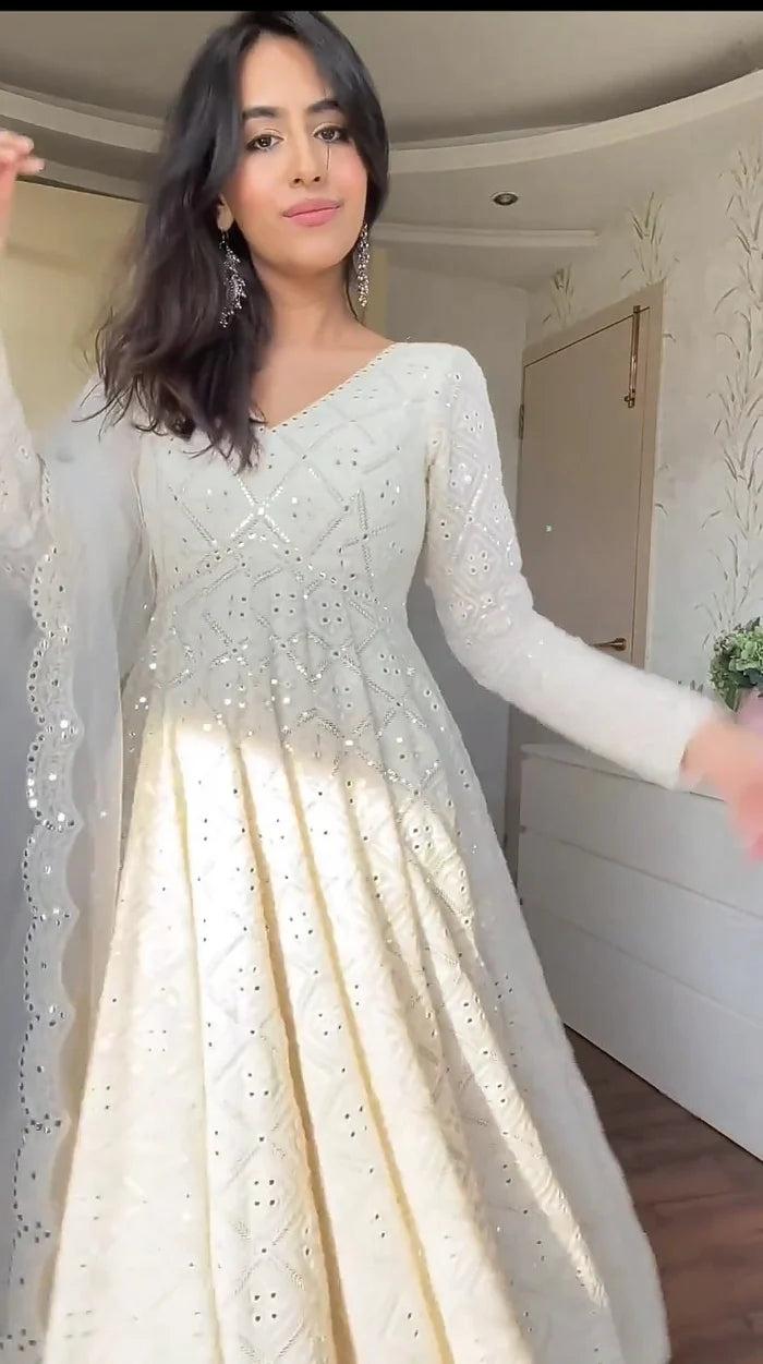 Noorika White Anarkali Suit Set