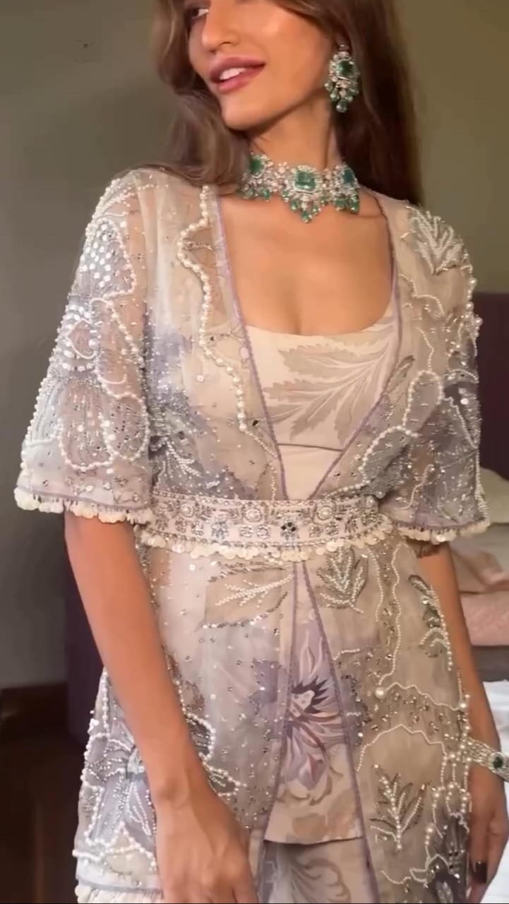 Fusion Viraasat Sharara Set With Jacket & Belt