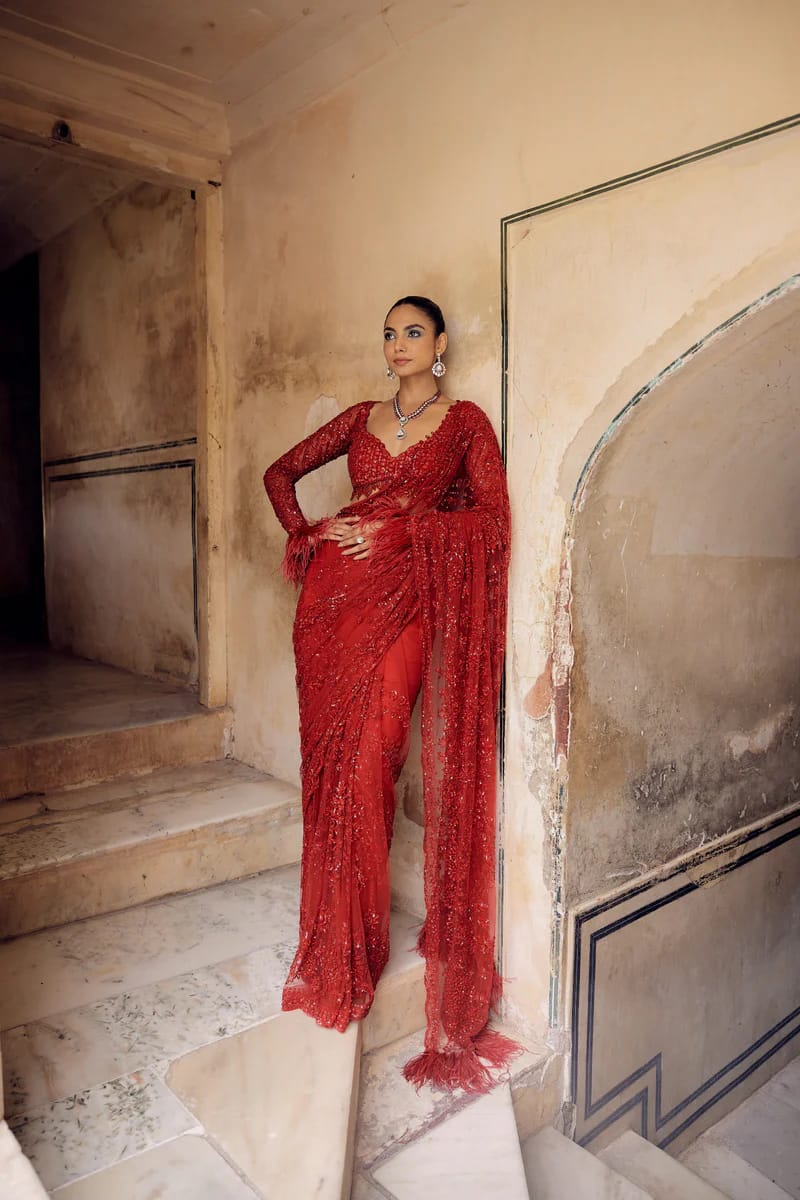 Apsara Crimson Bling Drape