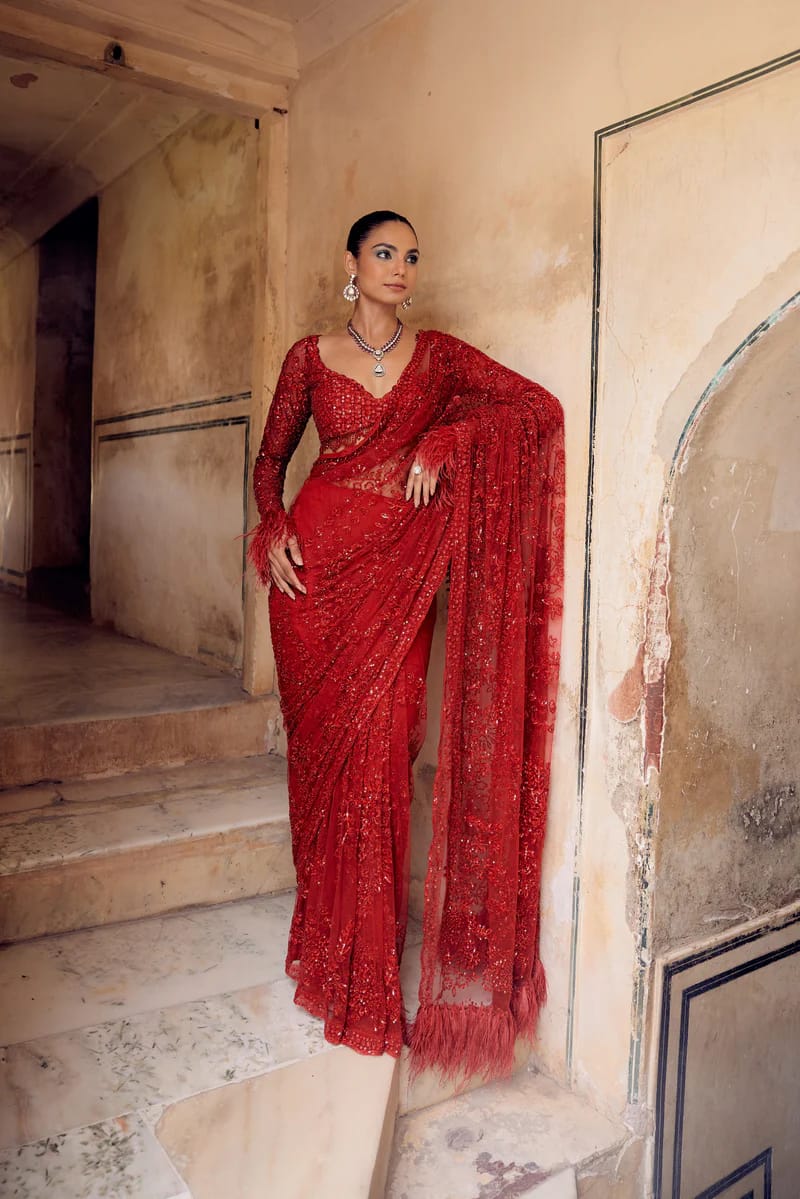 Apsara Crimson Bling Drape