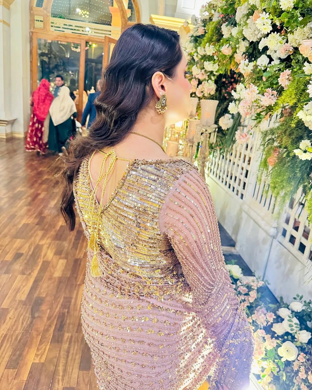 Zeenat – Rose Gold Embellished Saree