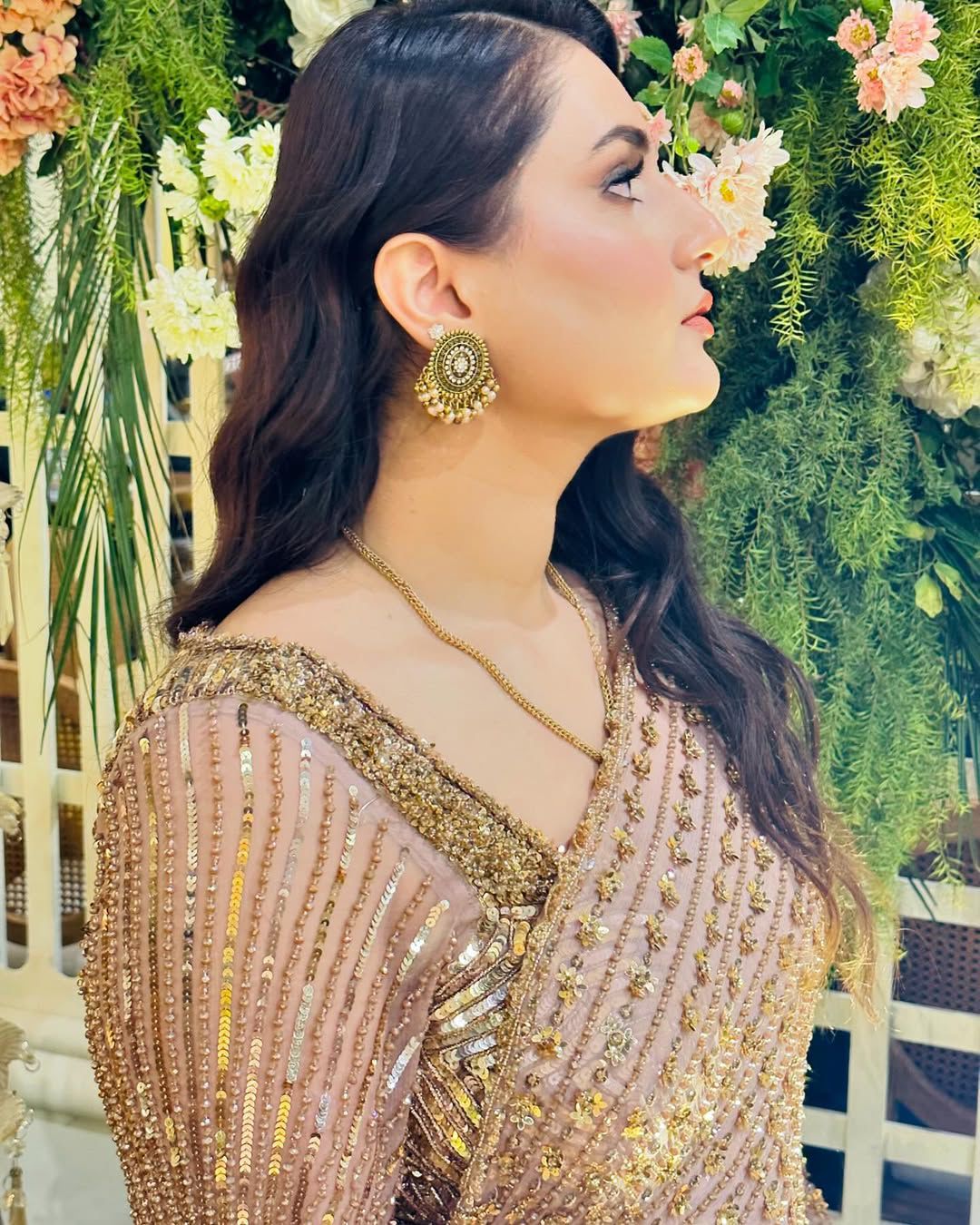 Zeenat – Rose Gold Embellished Saree