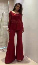 Scarlet Bloom Embroidery Indo Western
