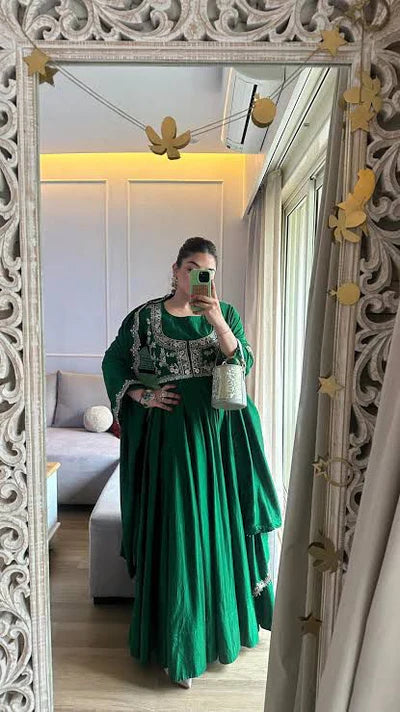 Sage Lily Glam Gown With Dupatta