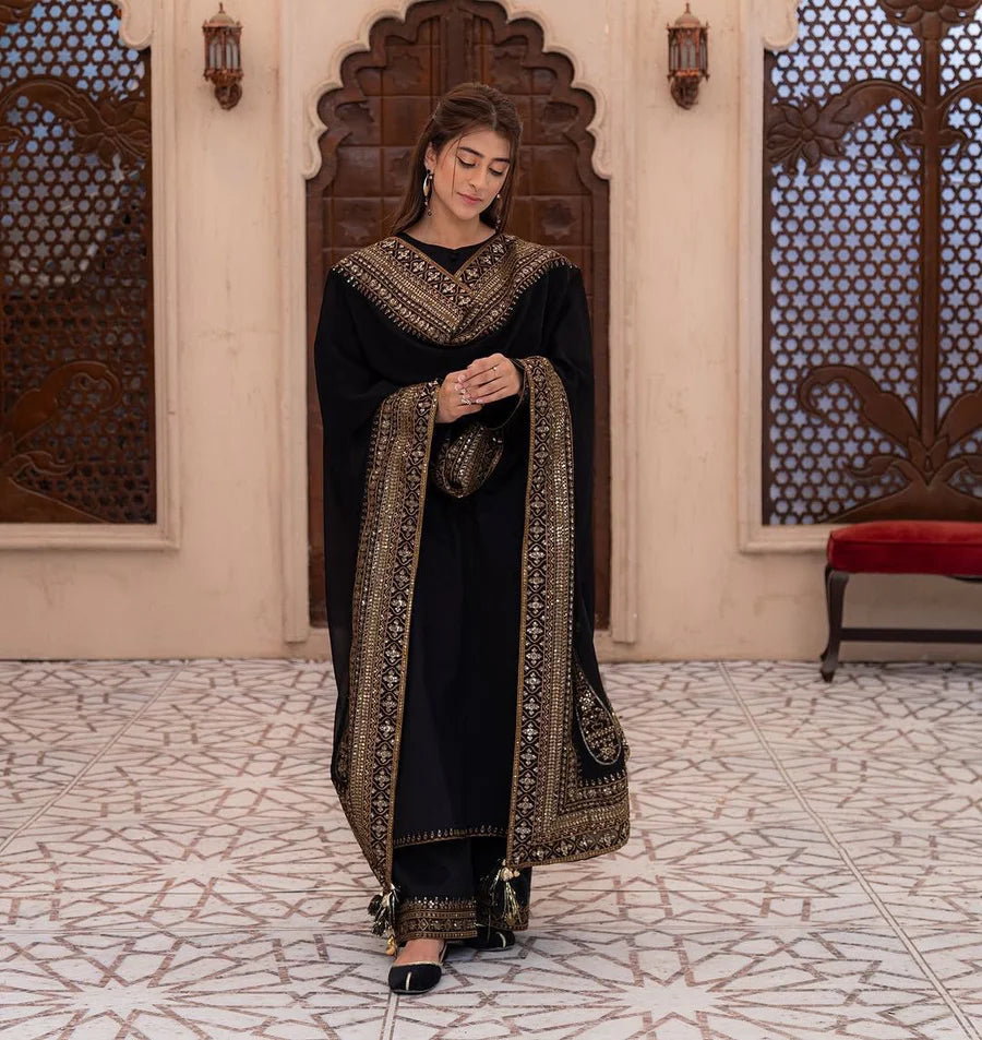 Peplum Black Salwar Suit