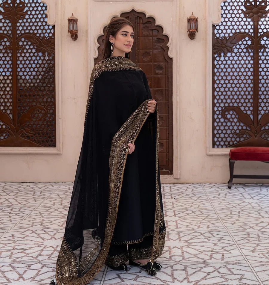 Peplum Black Salwar Suit