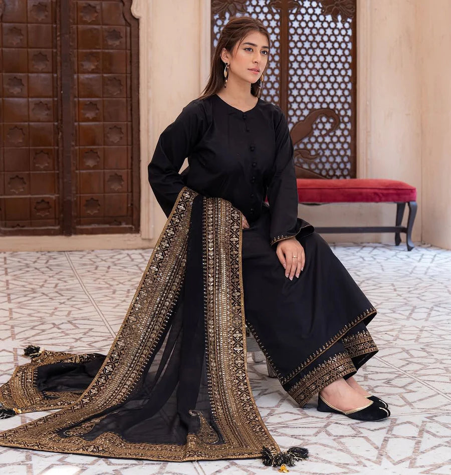 Peplum Black Salwar Suit
