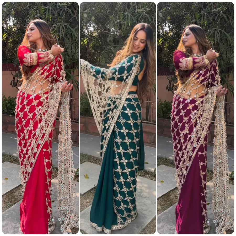 Aurora Lotus Bloom Saree