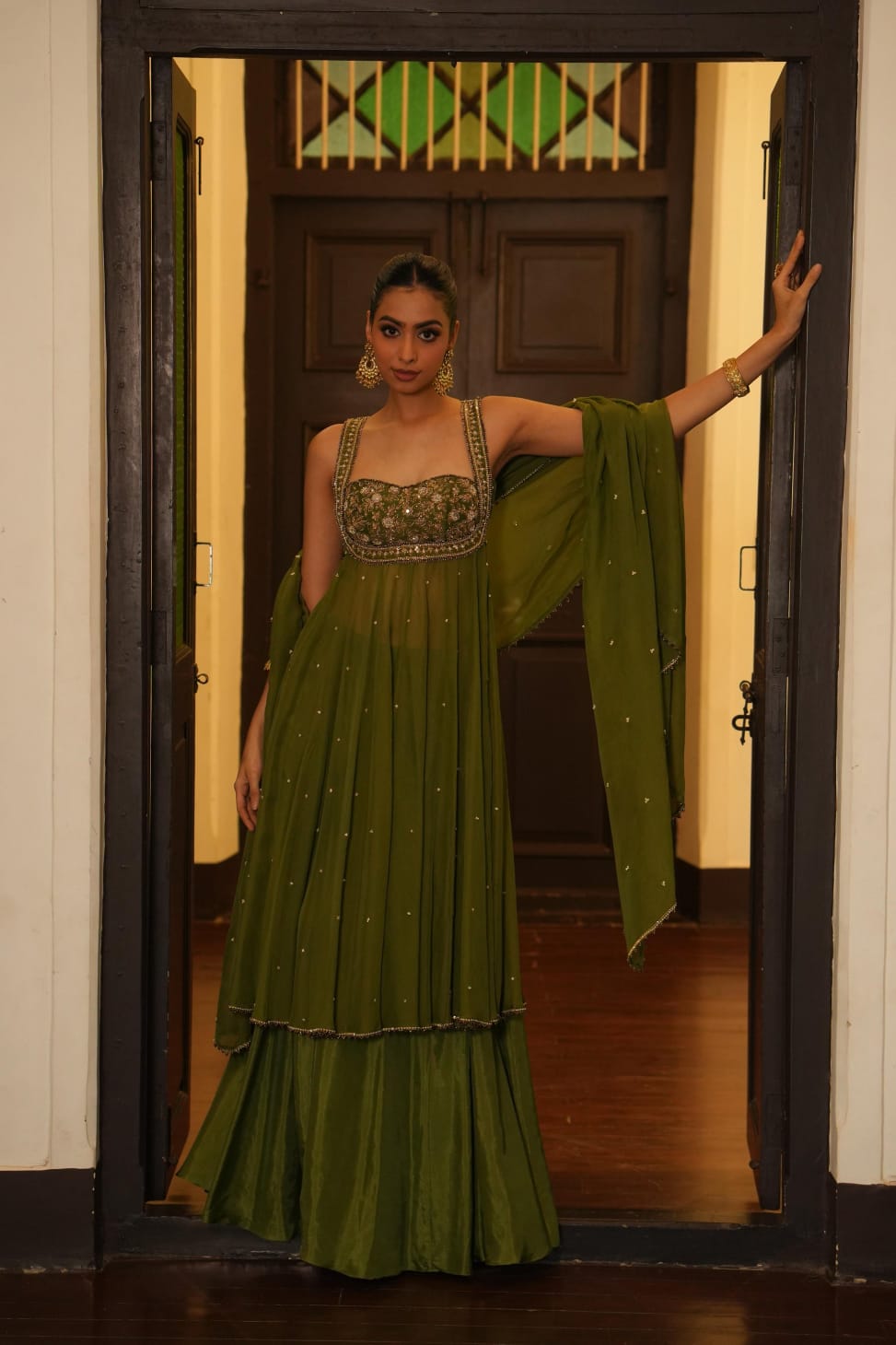 Riwaayat Mint Mehendi Green Sharara Set