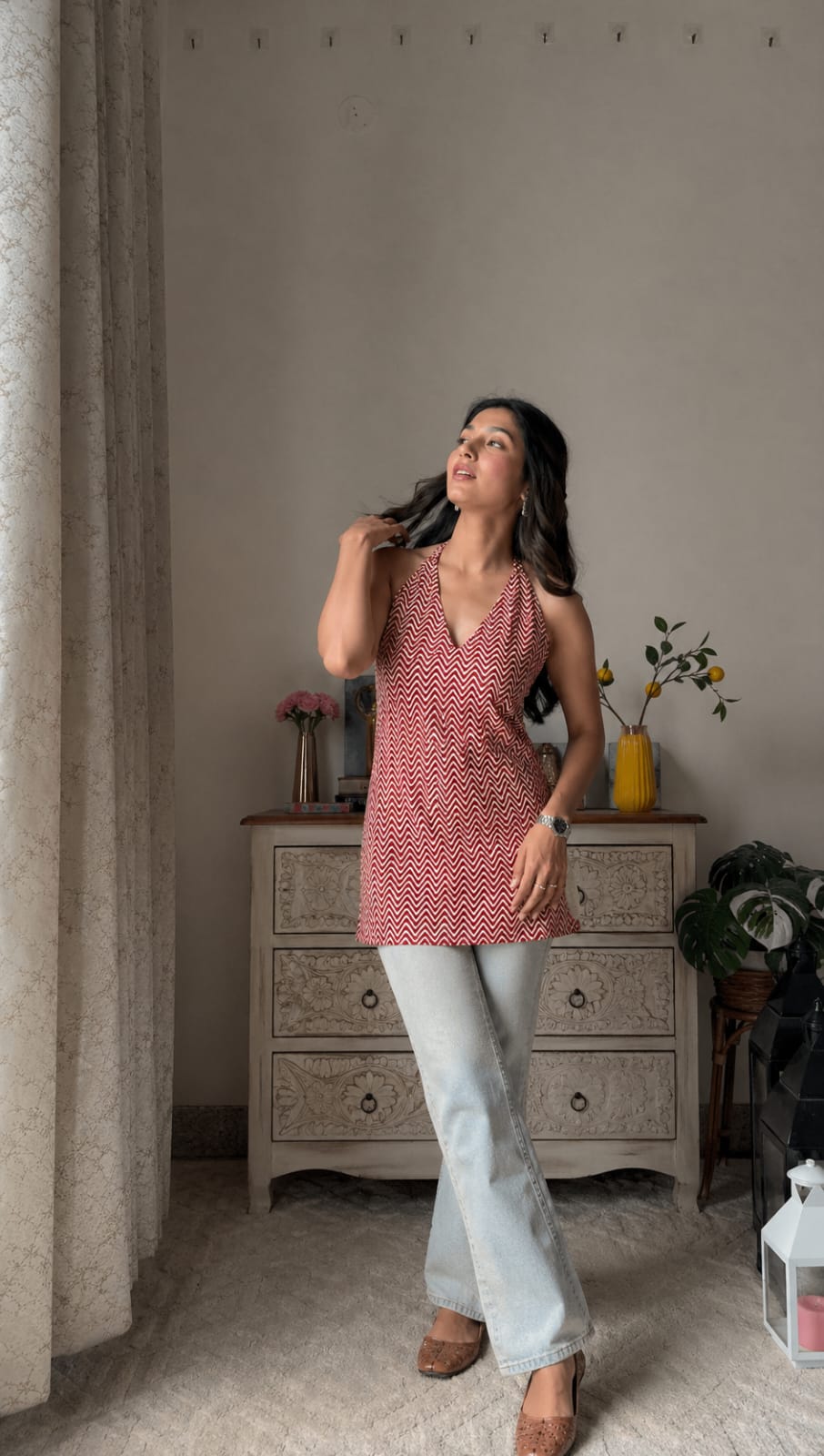 Chevron Berry Zigzag Short Kurti