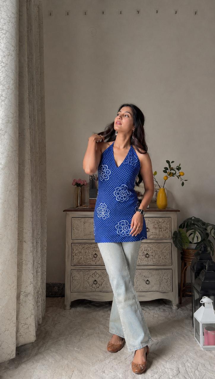 Citrus Bandhej Beauty Print Short Kurti