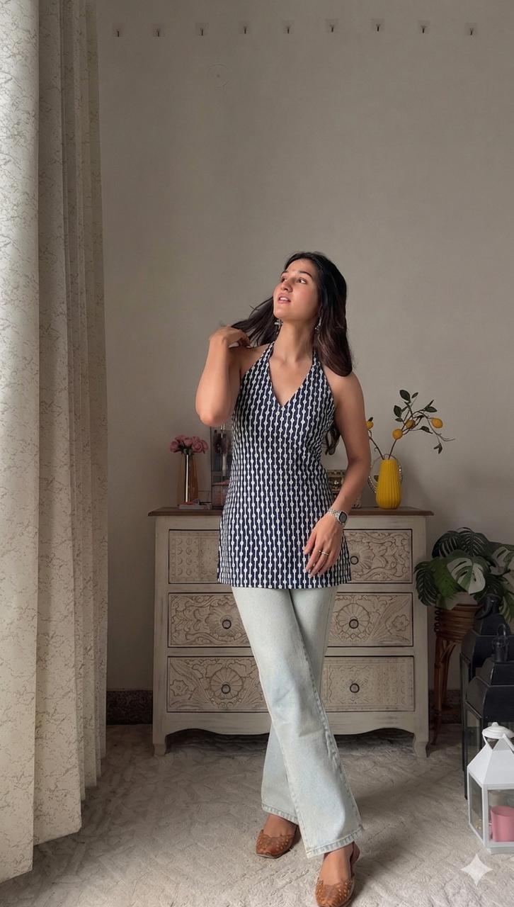 Buti Stripe Print Short Kurti