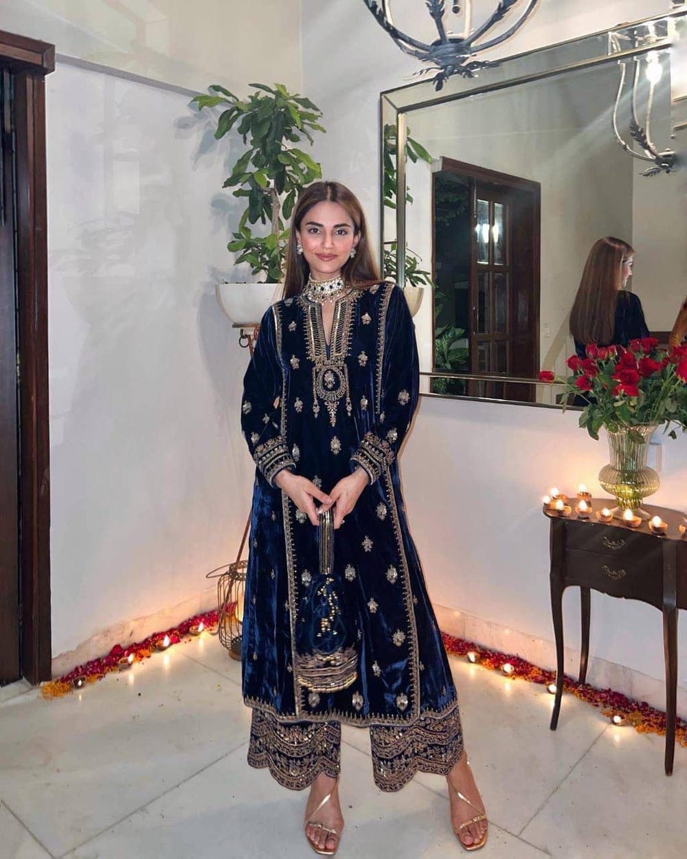 Festive Velvet Glow Palazzo Set