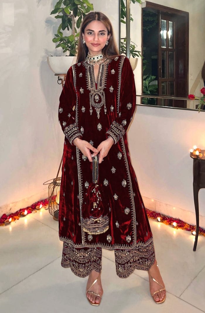 Festive Velvet Glow Palazzo Set