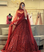Maroon Sparkle Lehenga Choli Set