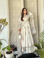 Roohi White Floral Anarkali Gown