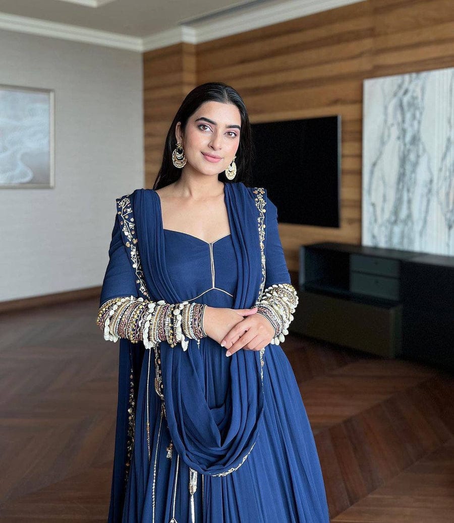 Royal Blue Kodi Work Sweetheart Neck Gown