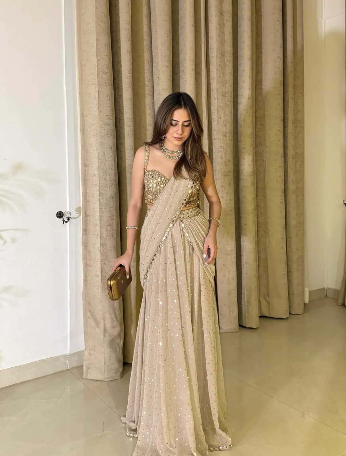 Aaina Ivory Ready To Wear Lehenga Saree