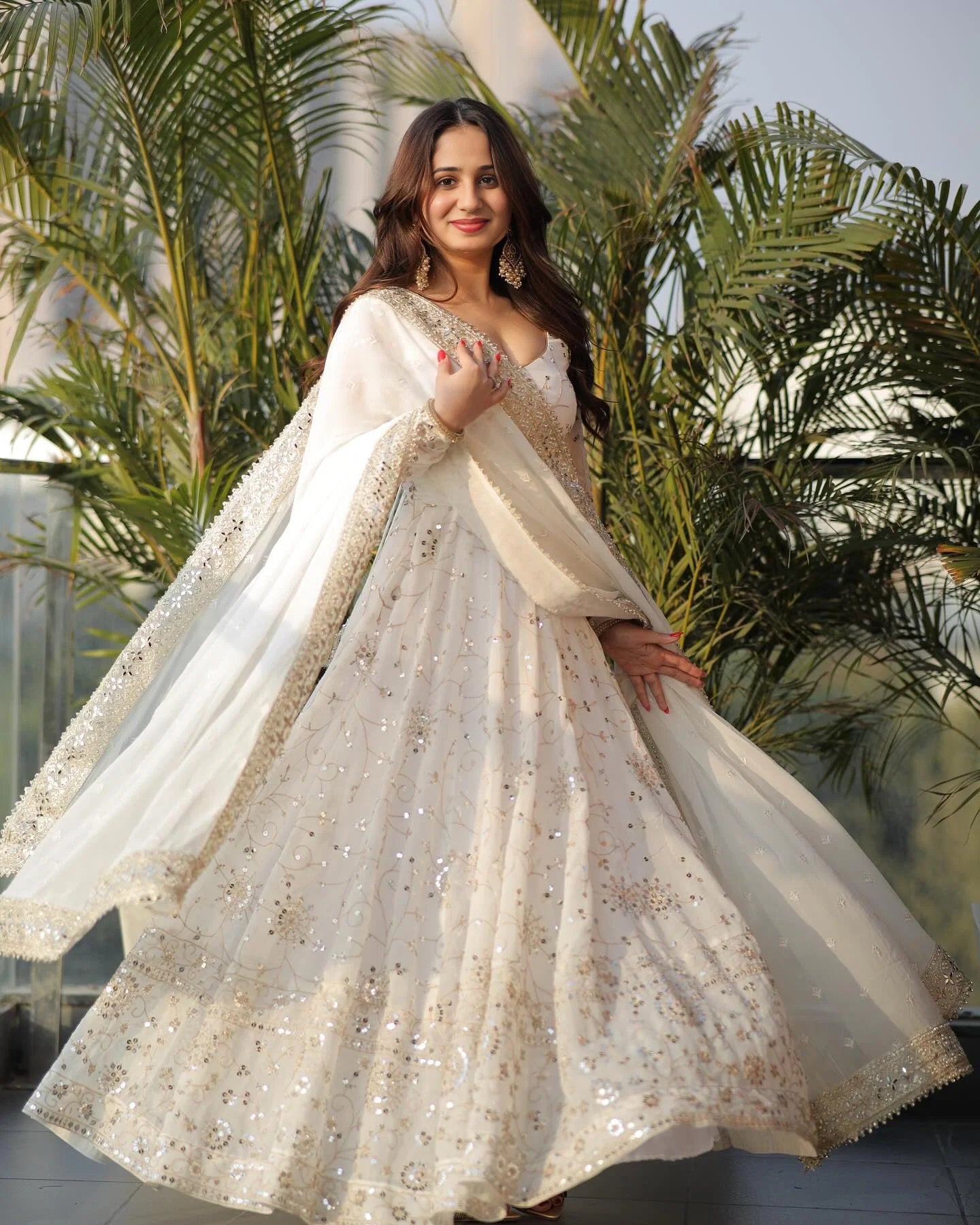 Safed Sitara Anarkali Suit Set