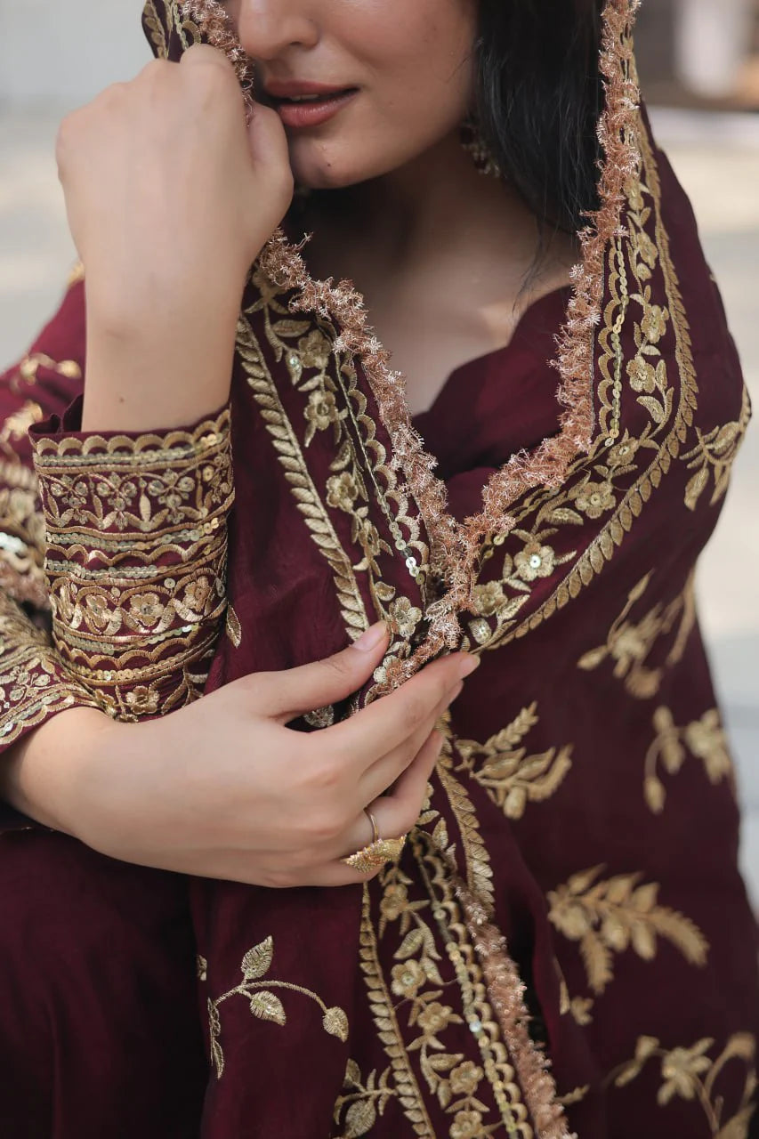 Noor-e-Zafra Maroon Anarkali