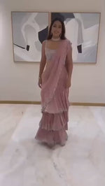 Soft Pink & Blue Dazzling Lehenga Saree