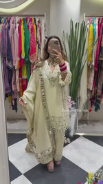 White Gulzaar Kurti Pallazo Set
